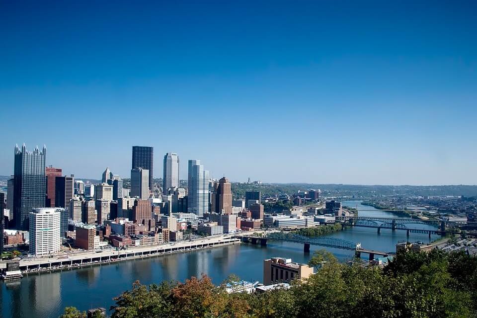 an aerial view of Pittsburgh, Pennsylvania