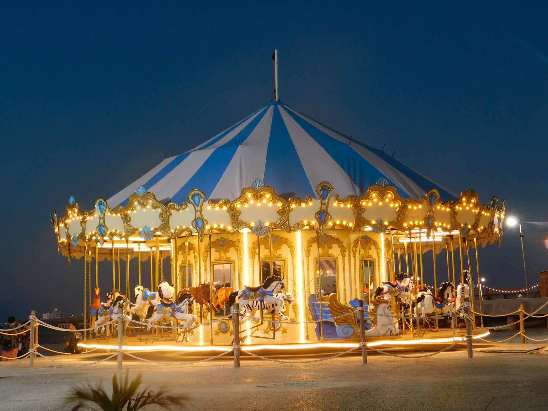 An amusement park carousel