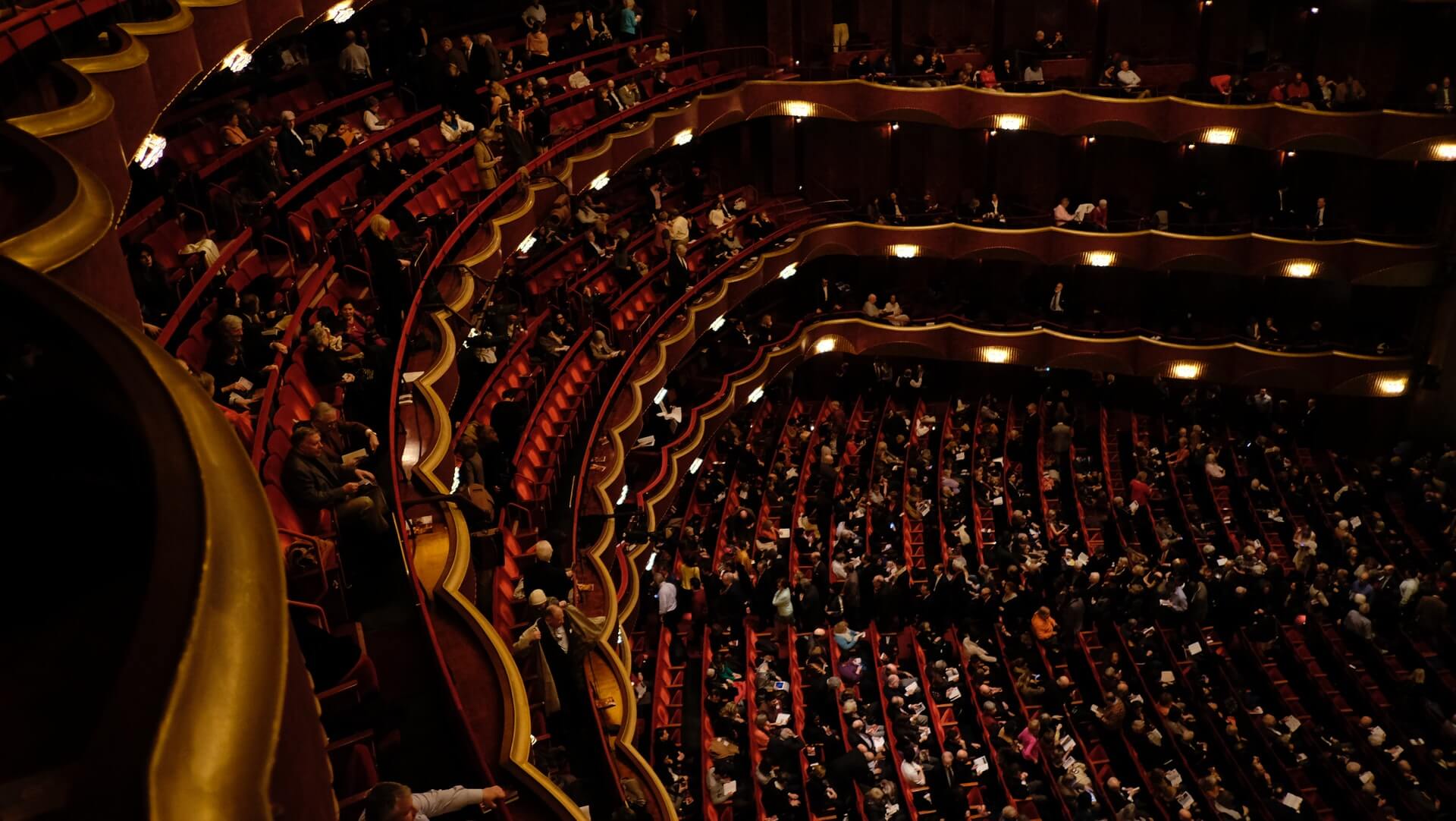 Audience waiting, seated, in a theatre, opera house in New York