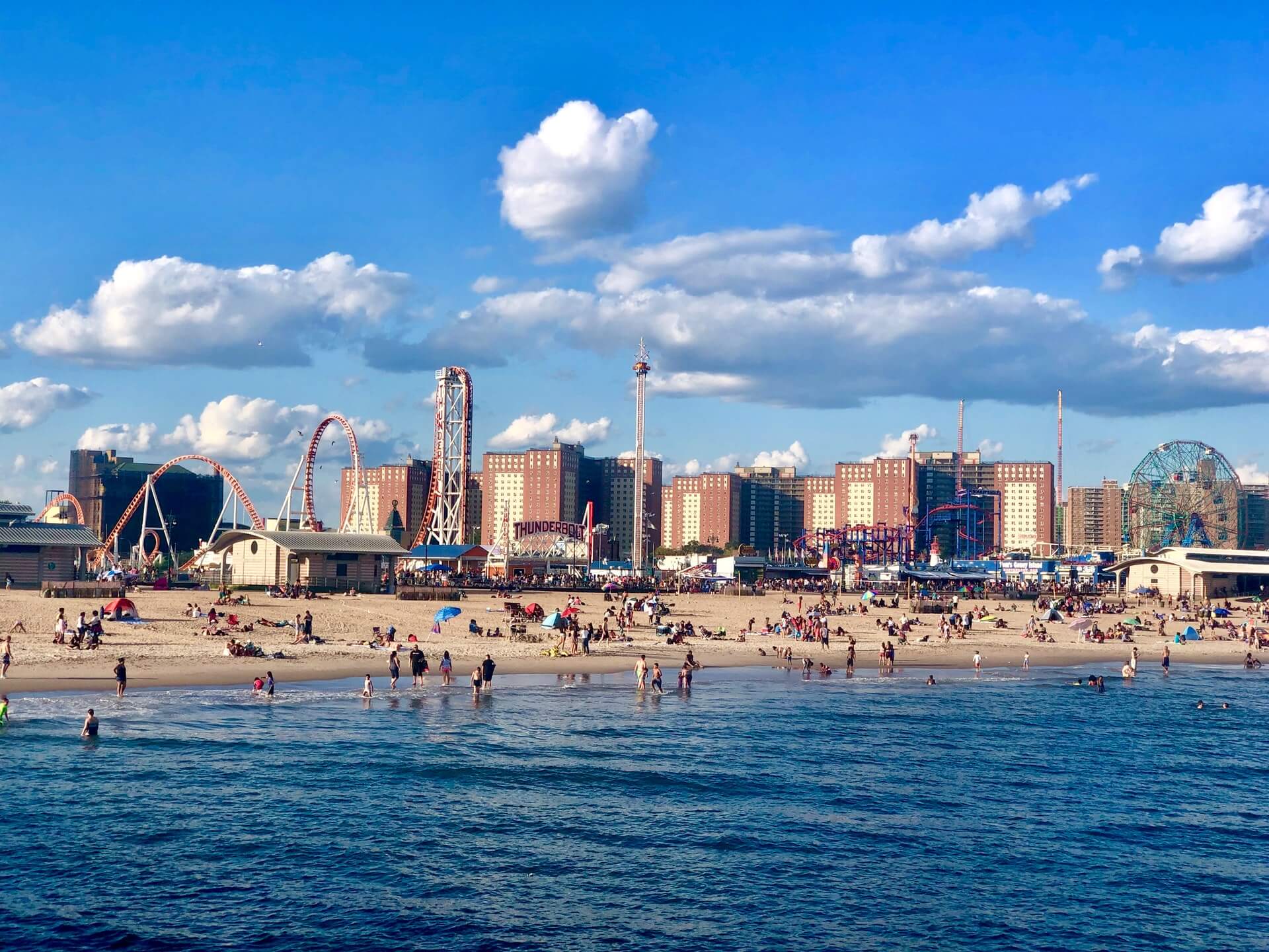 The picture of Coney Island and beach and Luna Park, one of the fun things to do in Brooklyn