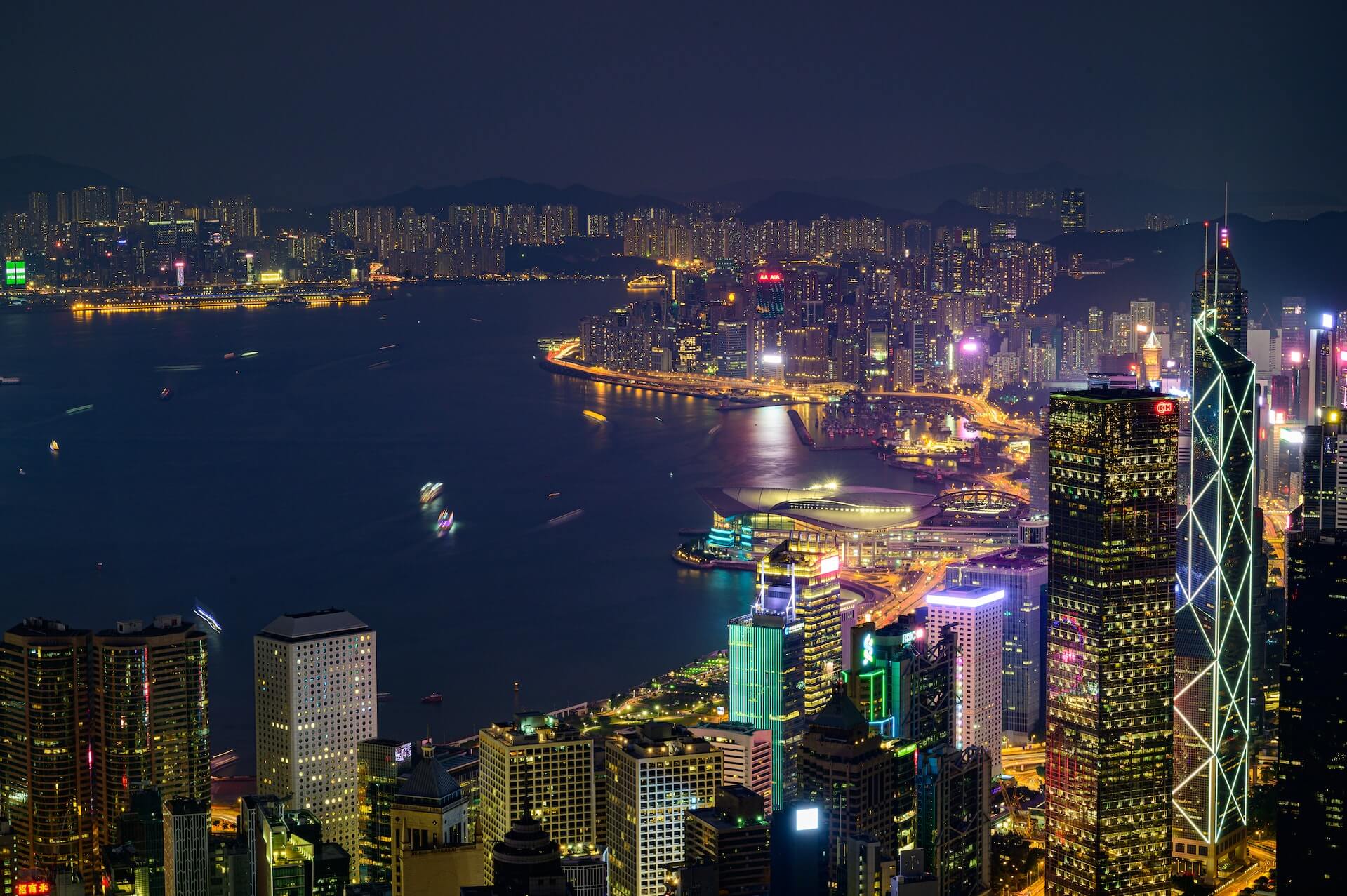 View of Hong Kong during the evening